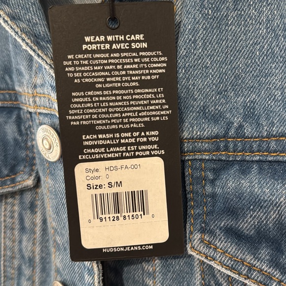π NEW π Hudson Jeans β’ Jean Jacket β’ Size S/M - Picture 10 of 12